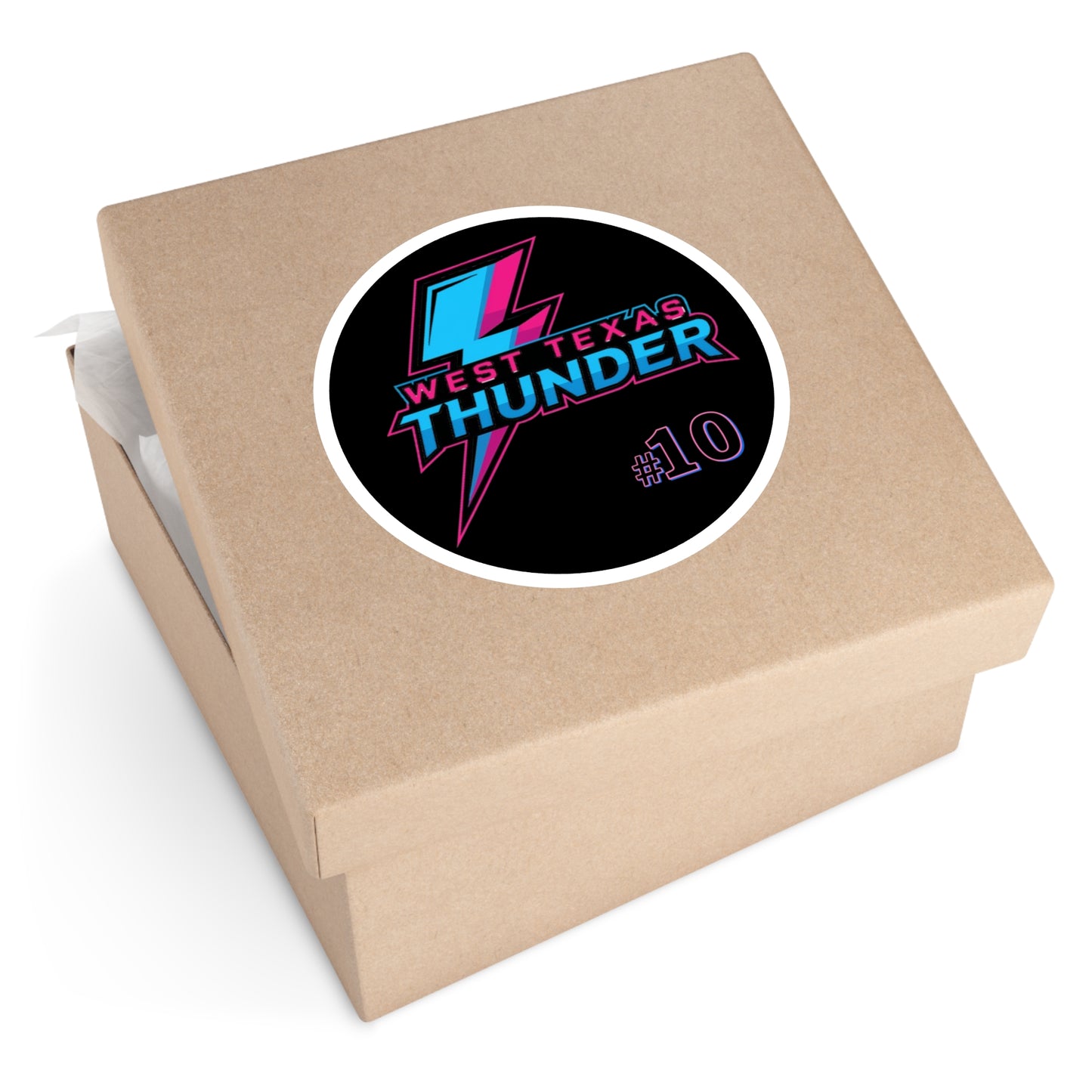 West Texas Thunder Round Sticker — Retro Lightning Logo (#10)