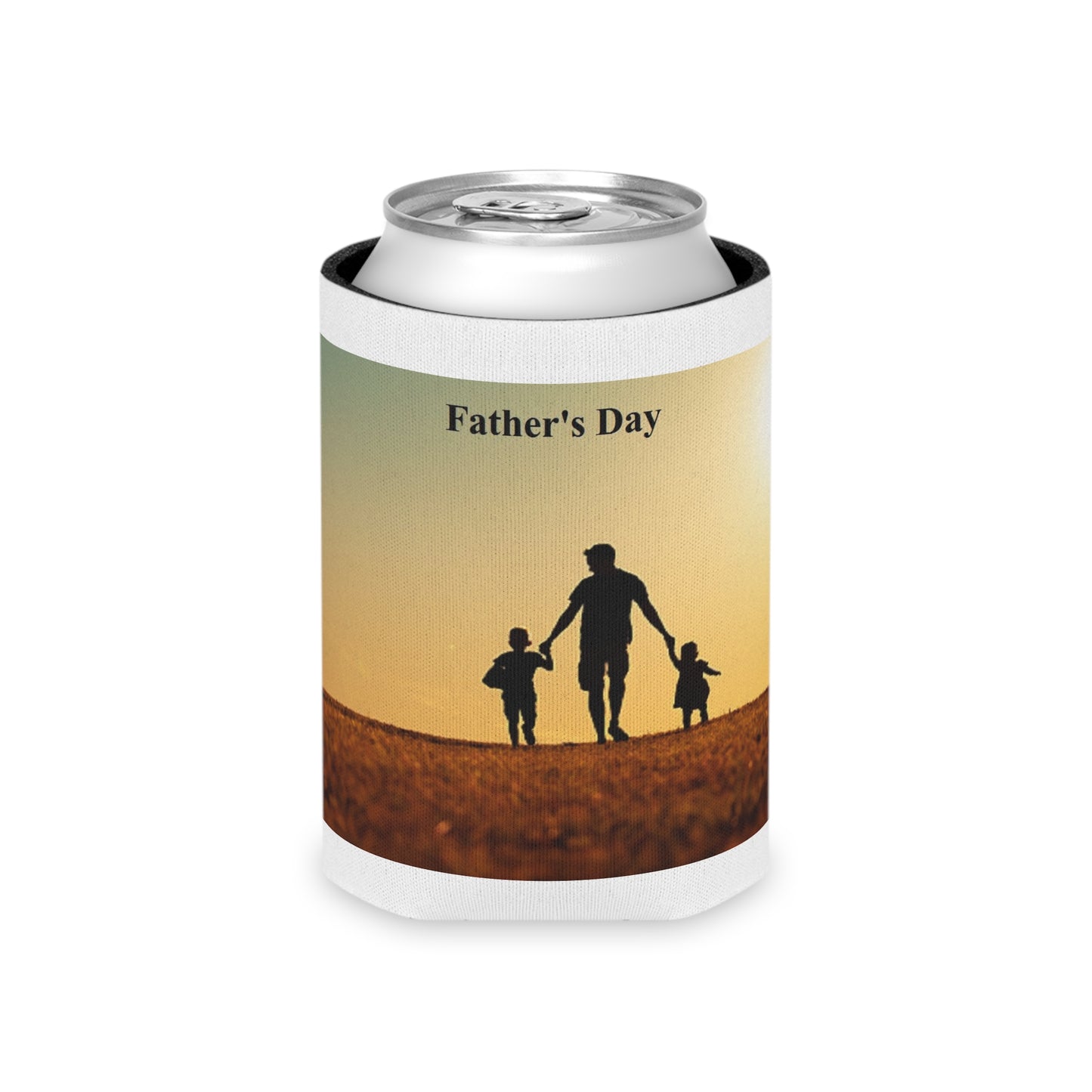 Father's Day Can Cooler – Silhouette Dad with Kids Drink Koozie