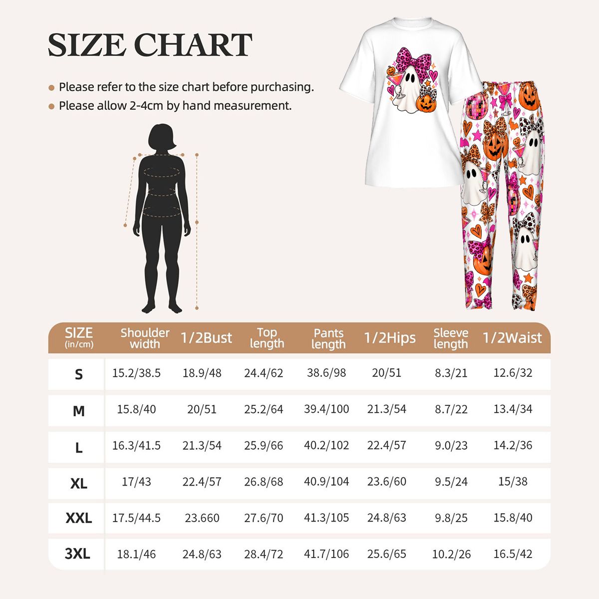 Women's ShortSleeved Pajama Set Halloween shirt halloween pants