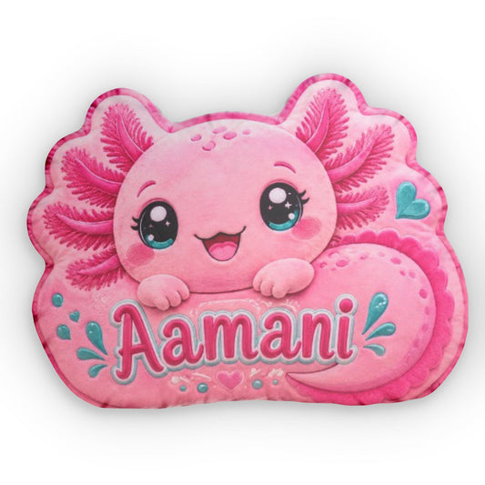 Personalized Axolotl Pillow – Cute Custom Name Plush Cushion for Kids’ Bedroom, Nursery & Gifts