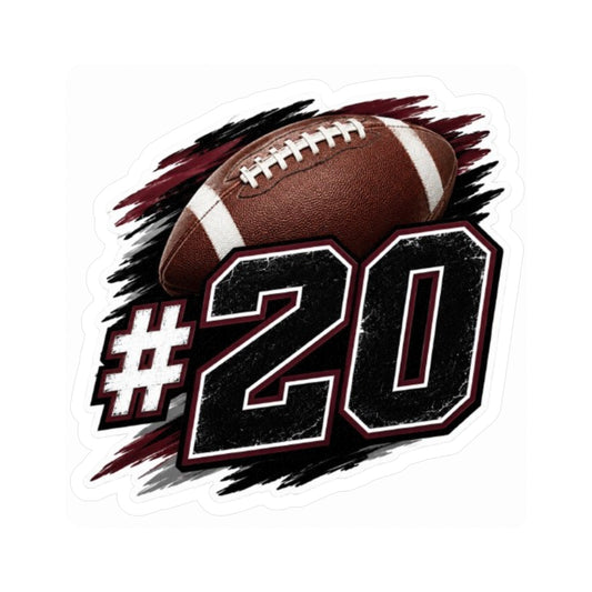 #20 Football Number Vinyl Sticker — Custom Player Jersey Decal
