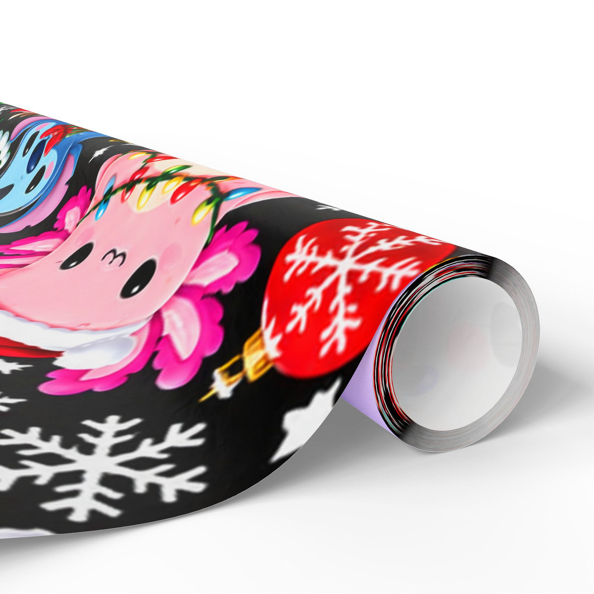 Cute Kawaii Christmas Wrapping Paper – 'Merry Christmas' Holiday Gift Wrap with Festive Animals and Snowflakes