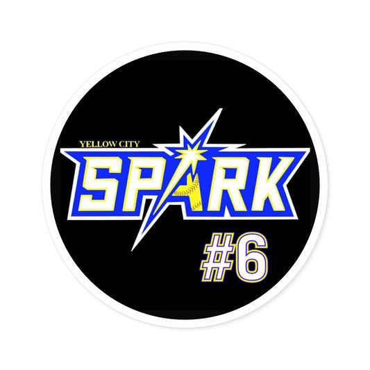 Yellow City Spark #6 Round Sticker — Sports Team Logo Decal (Indoor/Outdoor)