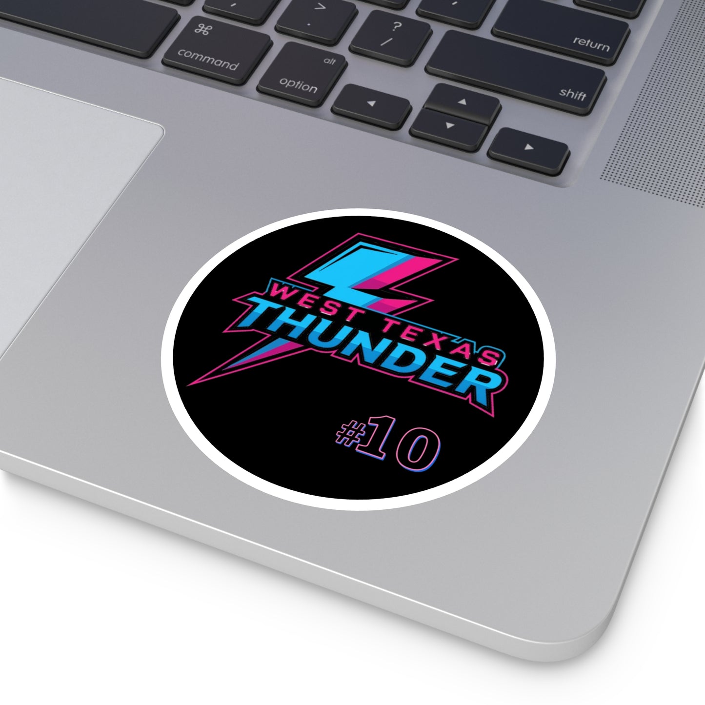 West Texas Thunder Round Sticker — Retro Lightning Logo (#10)