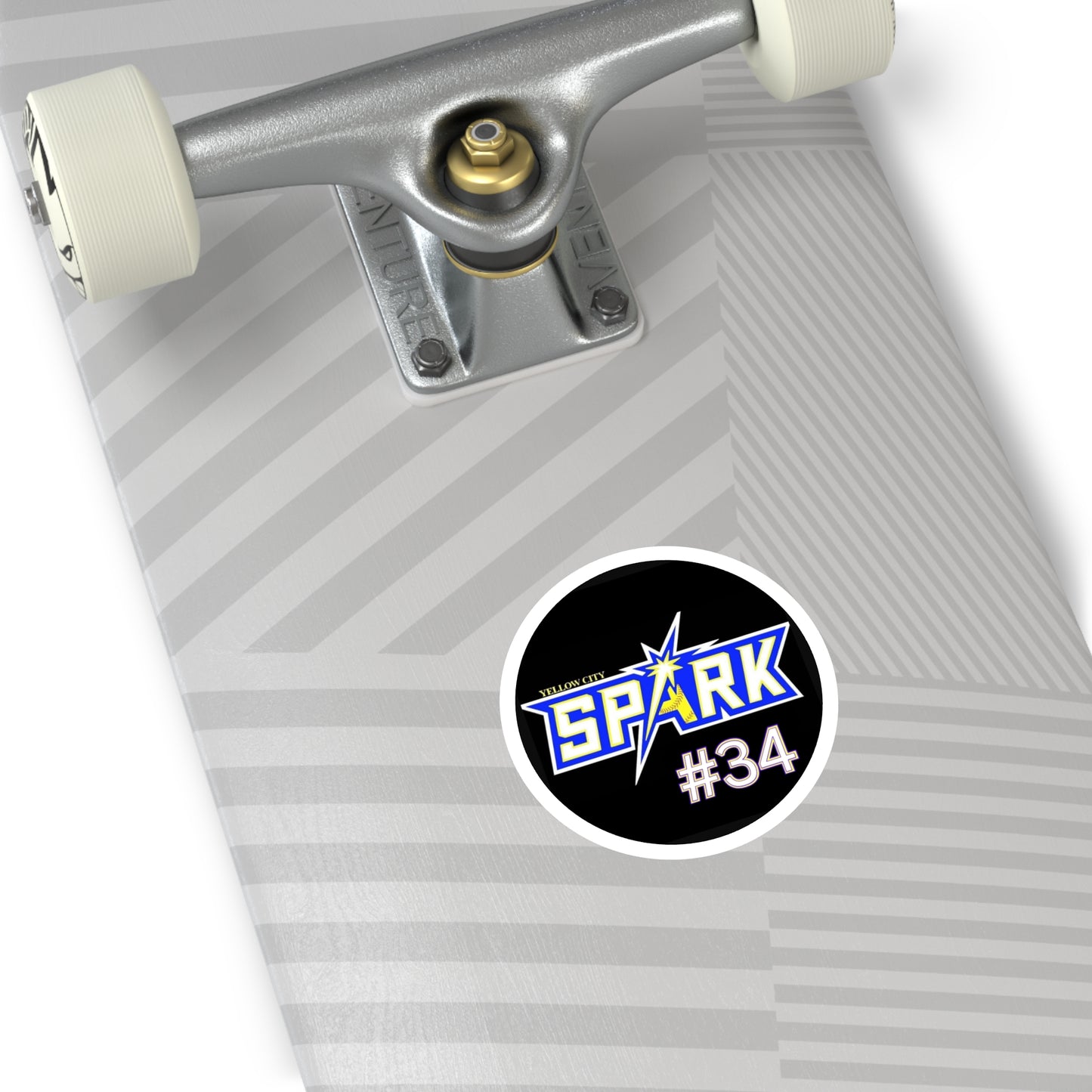Spark #34 Round Sticker — Yellow City Spark Team Logo Indoor/Outdoor Sticker