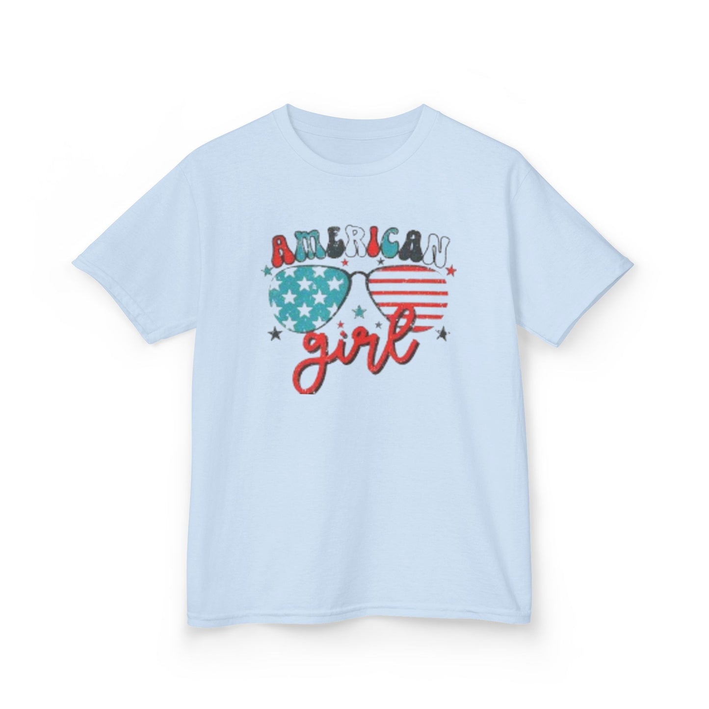 Kids Tee — "American Girl" Patriotic Sunglasses Graphic (4th of July)