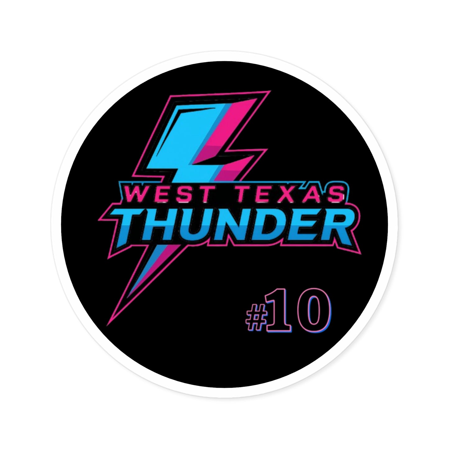 West Texas Thunder Round Sticker — Retro Lightning Logo (#10)