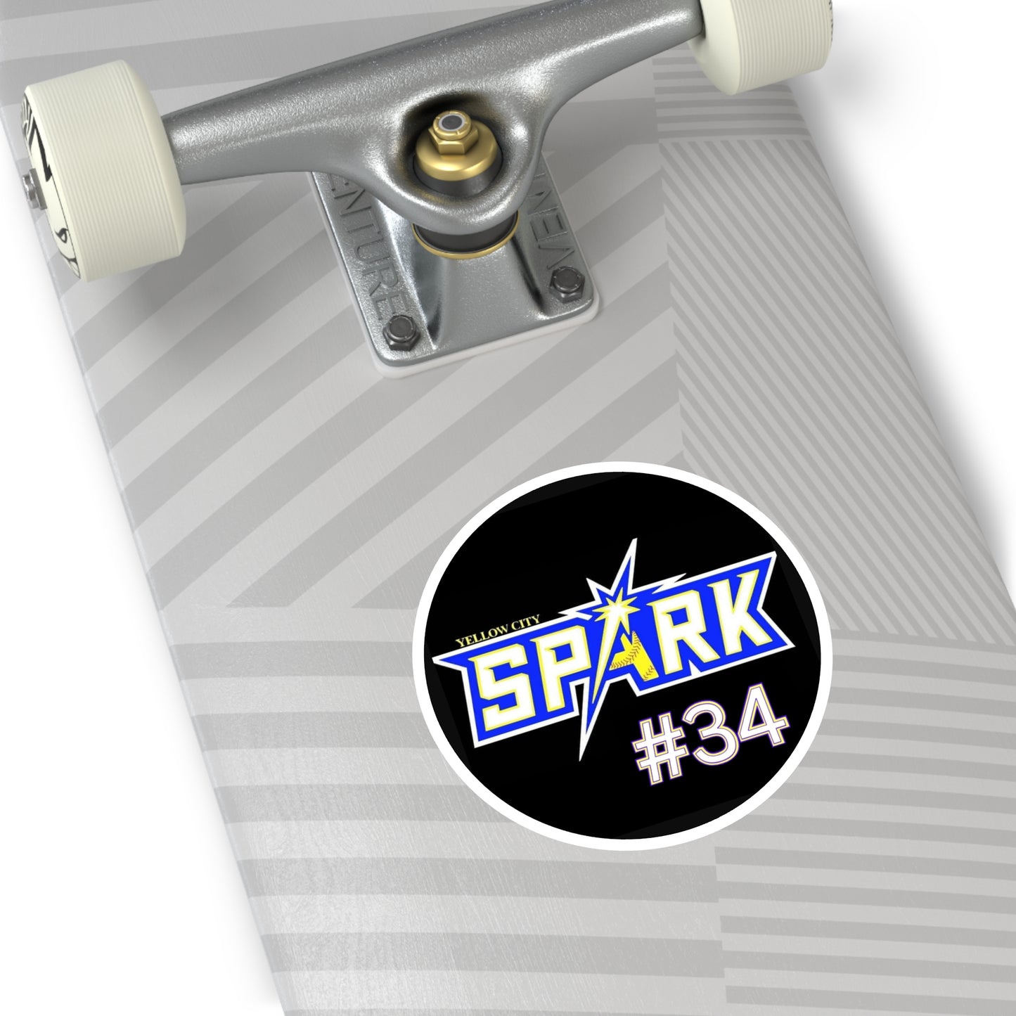 Spark #34 Round Sticker — Yellow City Spark Team Logo Indoor/Outdoor Sticker