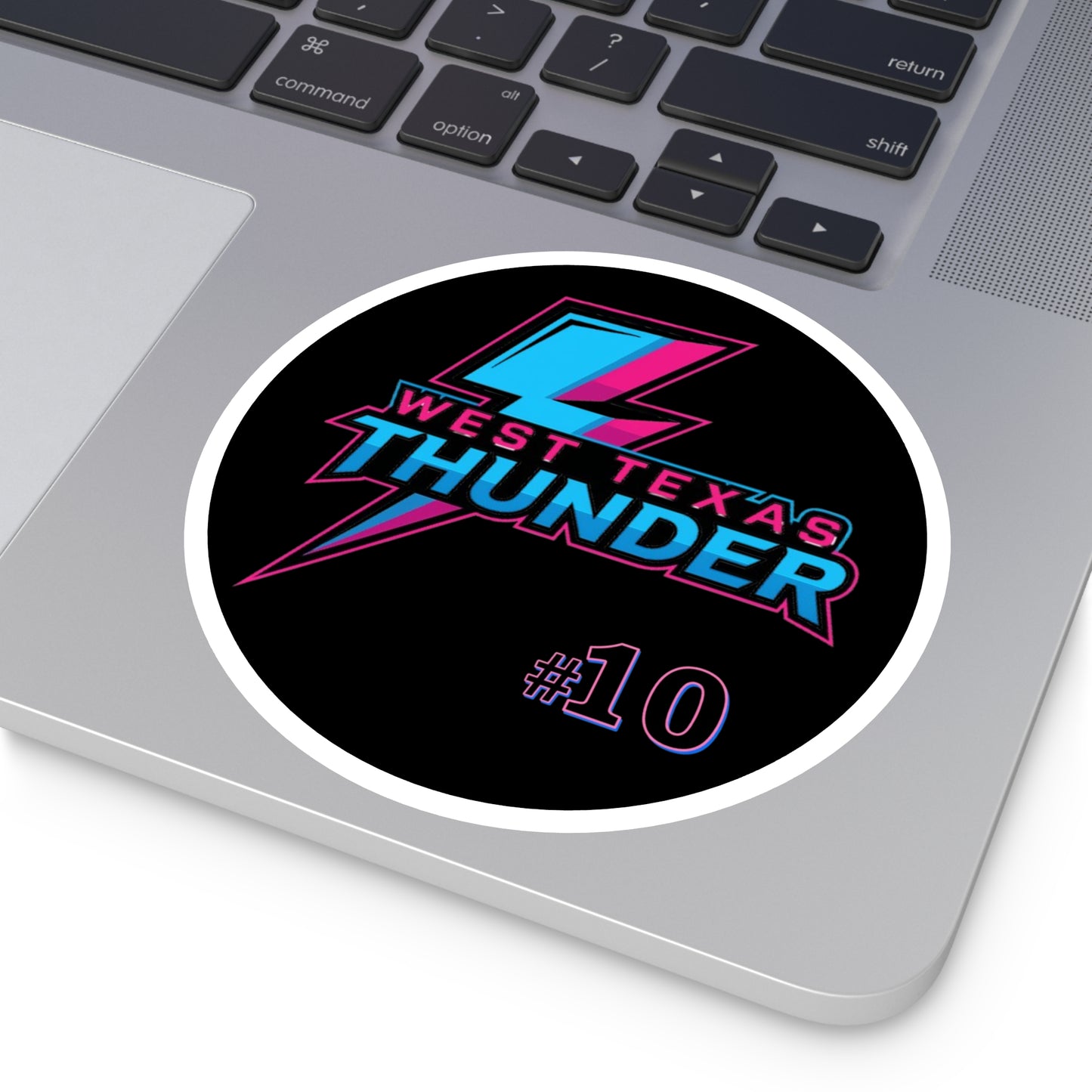 West Texas Thunder Round Sticker — Retro Lightning Logo (#10)