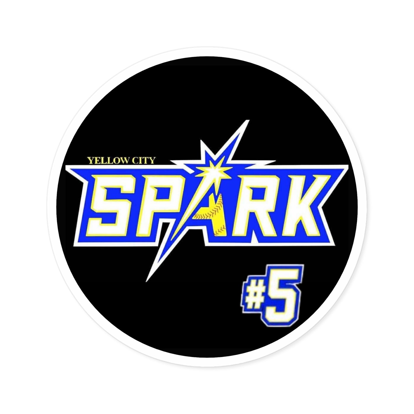 Spark #5 Round Sticker — Yellow City Sports Team Logo
