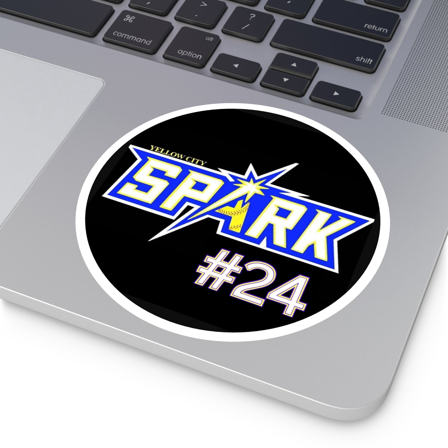 Spark #24 Round Sticker — Yellow City Team Logo Indoor/Outdoor