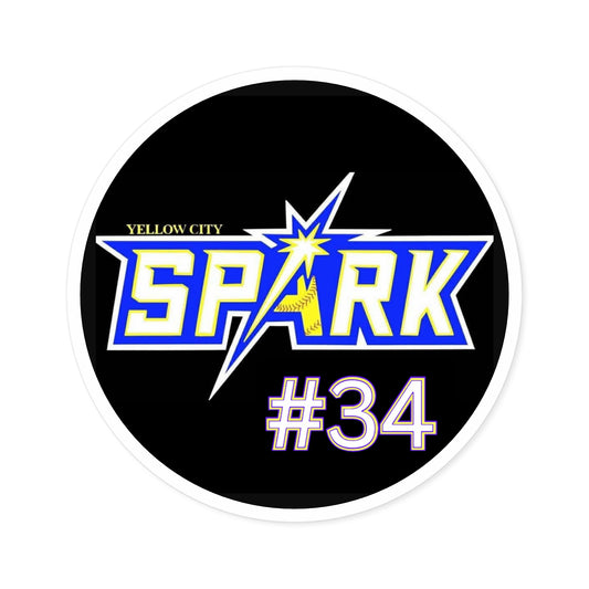 Spark #34 Round Sticker — Yellow City Spark Team Logo Indoor/Outdoor Sticker