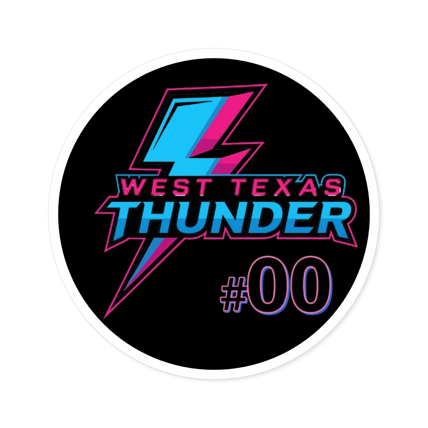 West Texas Thunder Round Sticker — Retro Lightning Logo (Indoor/Outdoor)