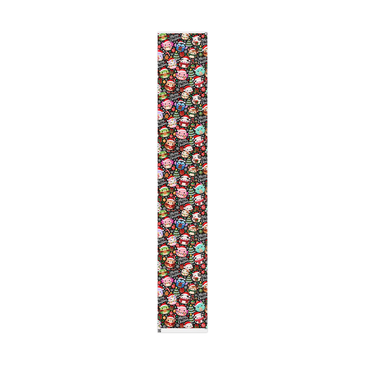 Cute Kawaii Christmas Wrapping Paper – 'Merry Christmas' Holiday Gift Wrap with Festive Animals and Snowflakes