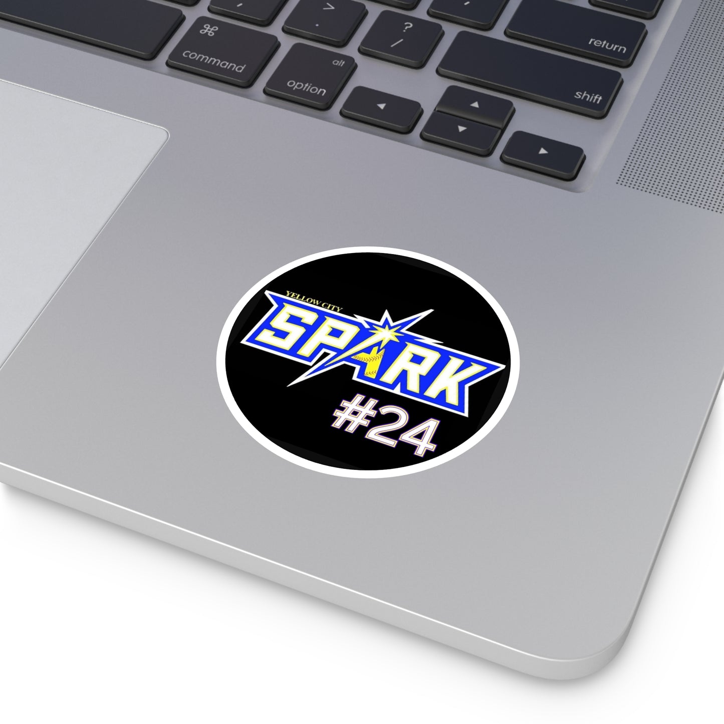 Spark #24 Round Sticker — Yellow City Team Logo Indoor/Outdoor