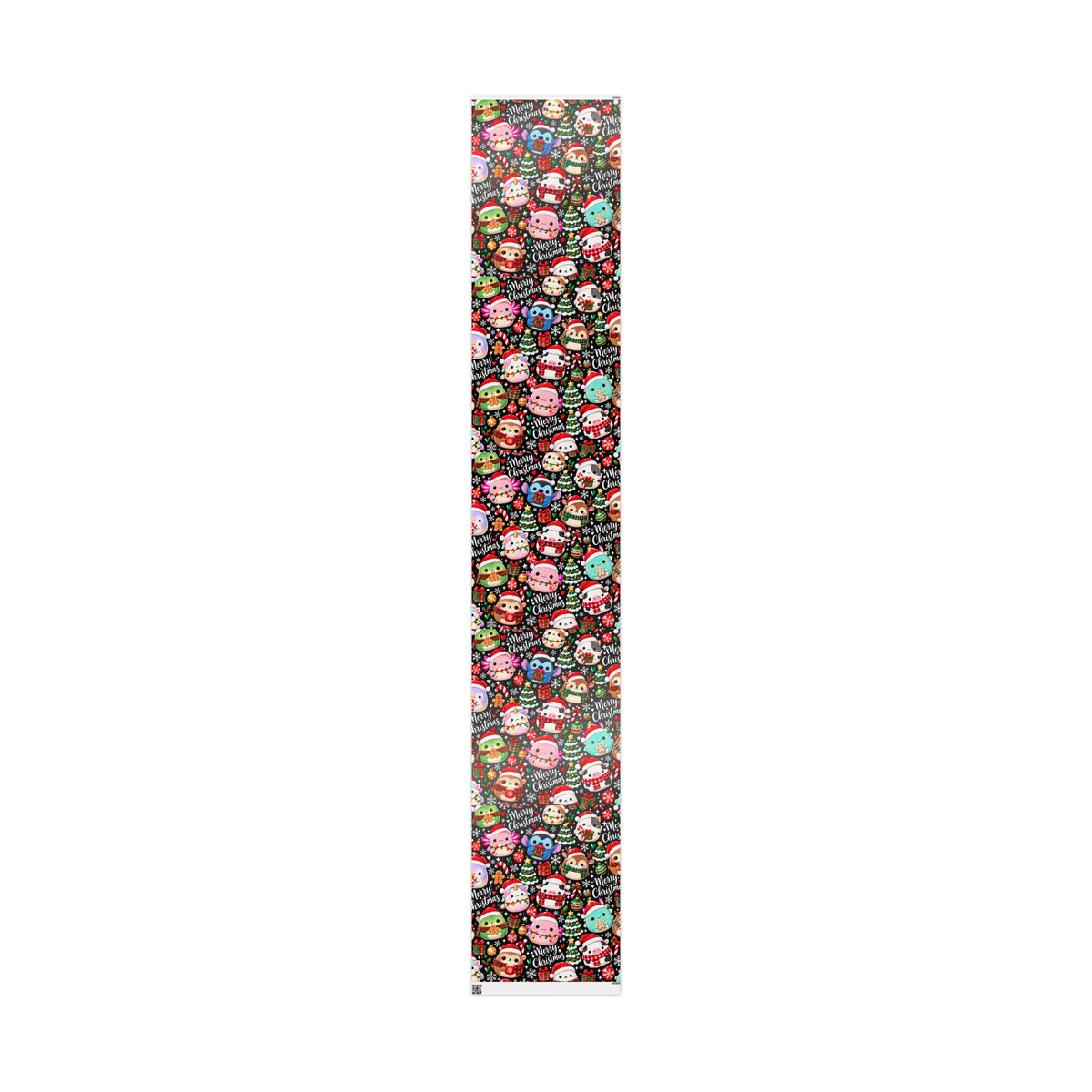 Cute Kawaii Christmas Wrapping Paper – 'Merry Christmas' Holiday Gift Wrap with Festive Animals and Snowflakes