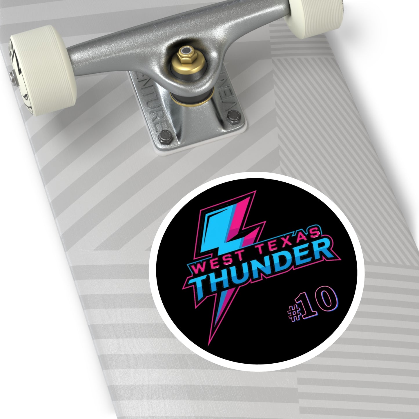 West Texas Thunder Round Sticker — Retro Lightning Logo (#10)