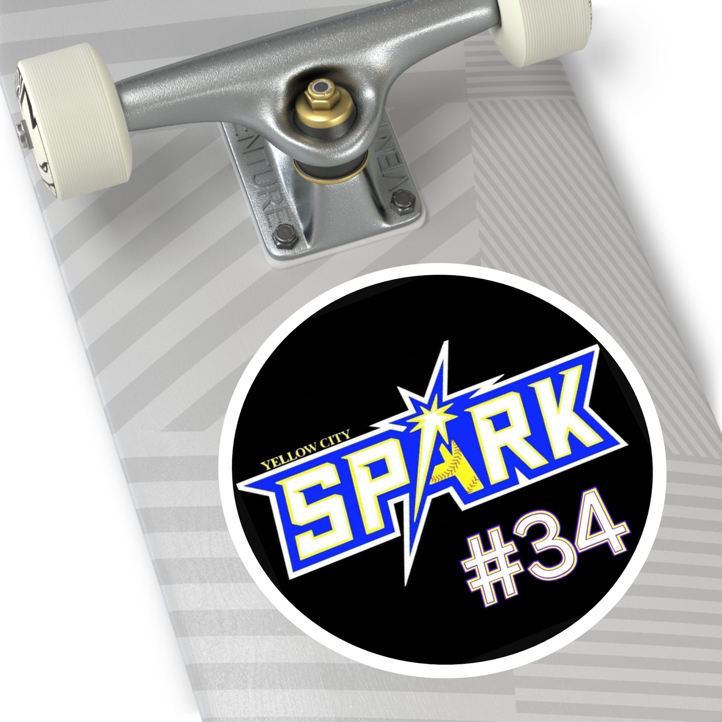 Spark #34 Round Sticker — Yellow City Spark Team Logo Indoor/Outdoor Sticker