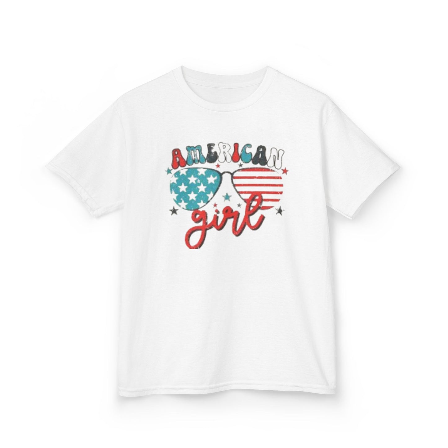 Kids Tee — "American Girl" Patriotic Sunglasses Graphic (4th of July)