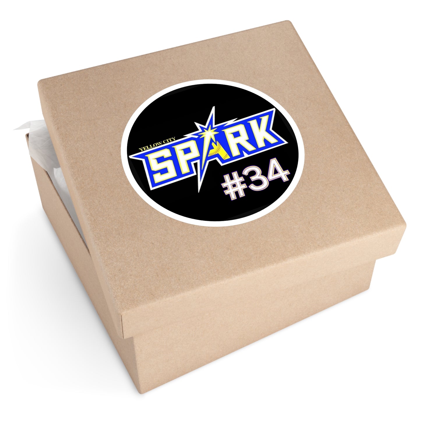 Spark #34 Round Sticker — Yellow City Spark Team Logo Indoor/Outdoor Sticker