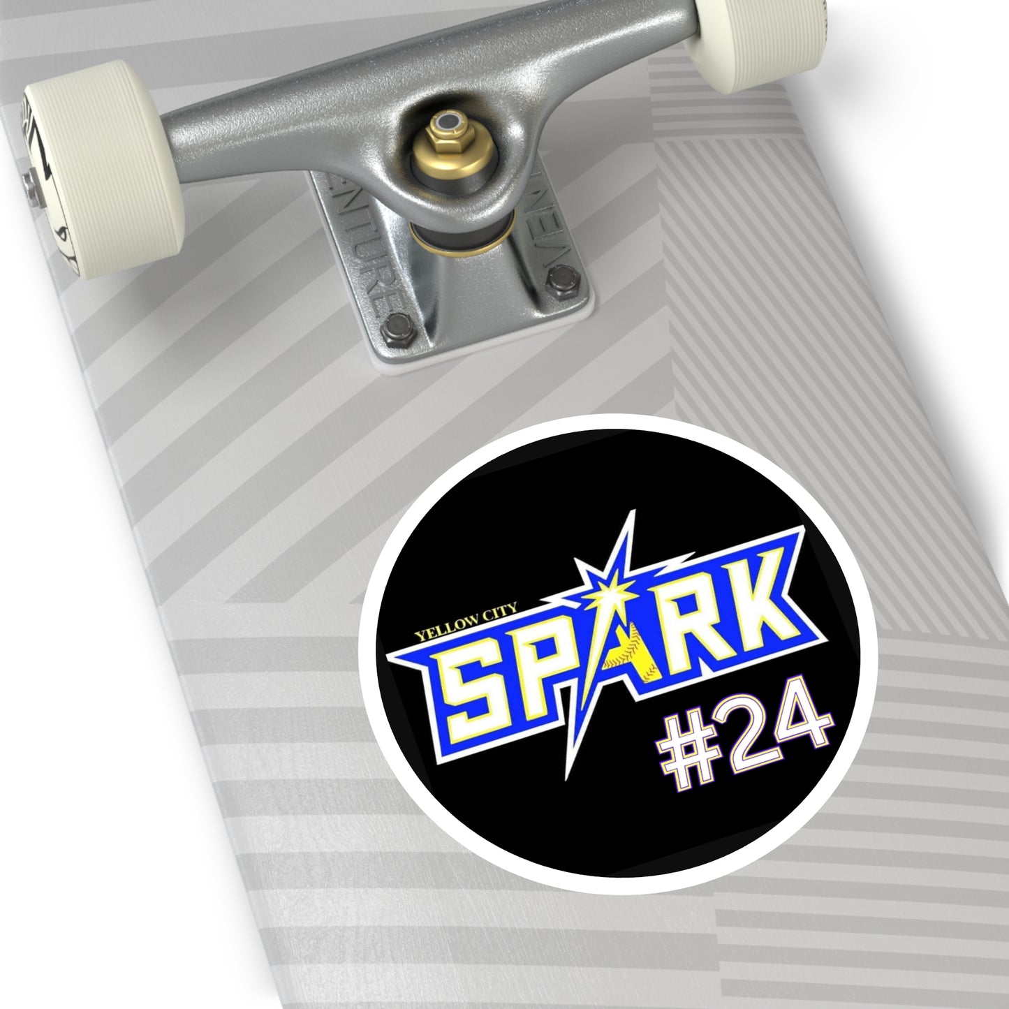 Spark #24 Round Sticker — Yellow City Team Logo Indoor/Outdoor