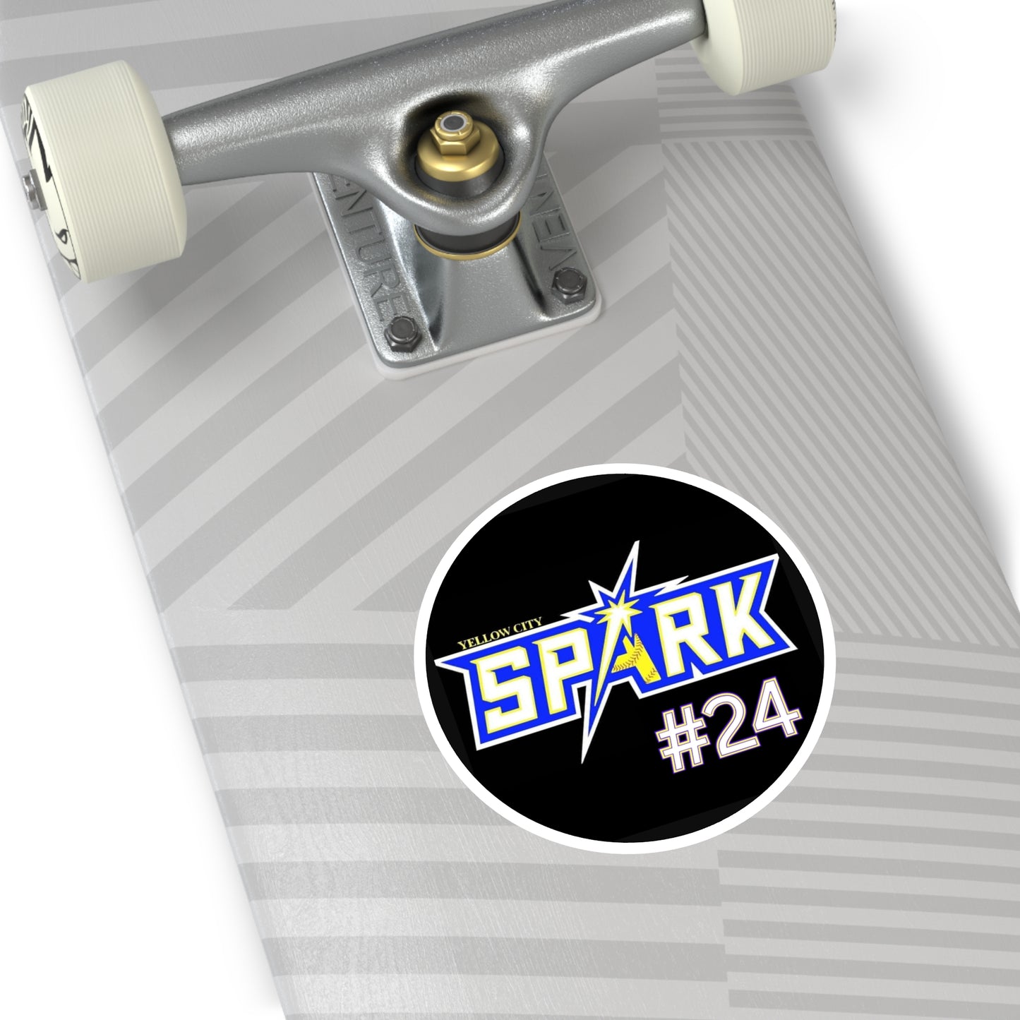 Spark #24 Round Sticker — Yellow City Team Logo Indoor/Outdoor