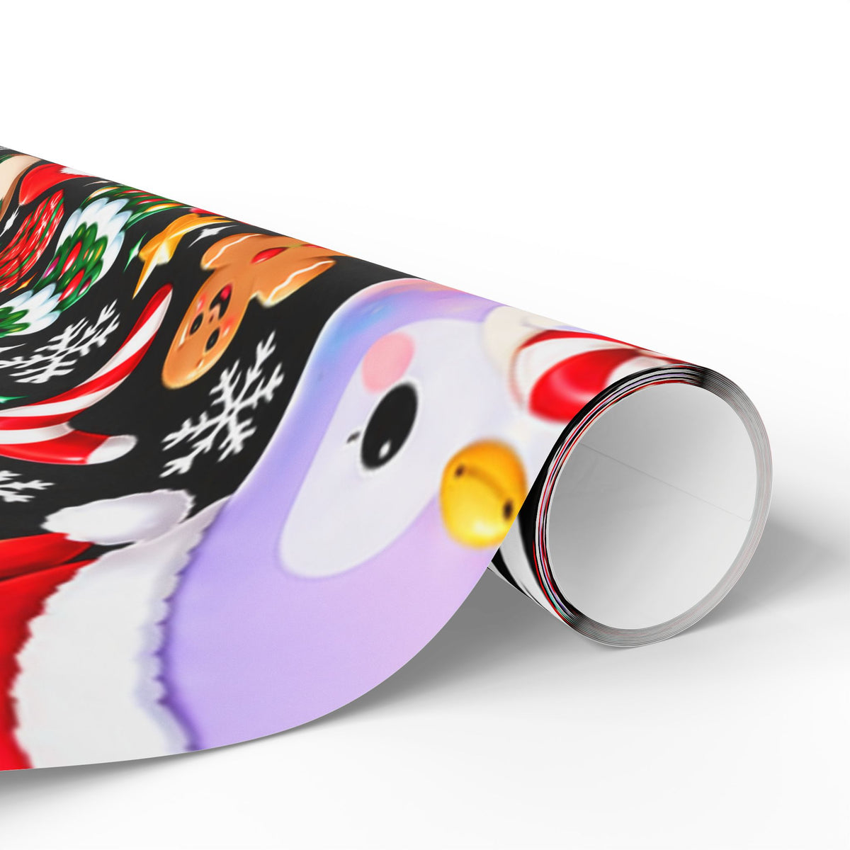 Cute Kawaii Christmas Wrapping Paper – 'Merry Christmas' Holiday Gift Wrap with Festive Animals and Snowflakes