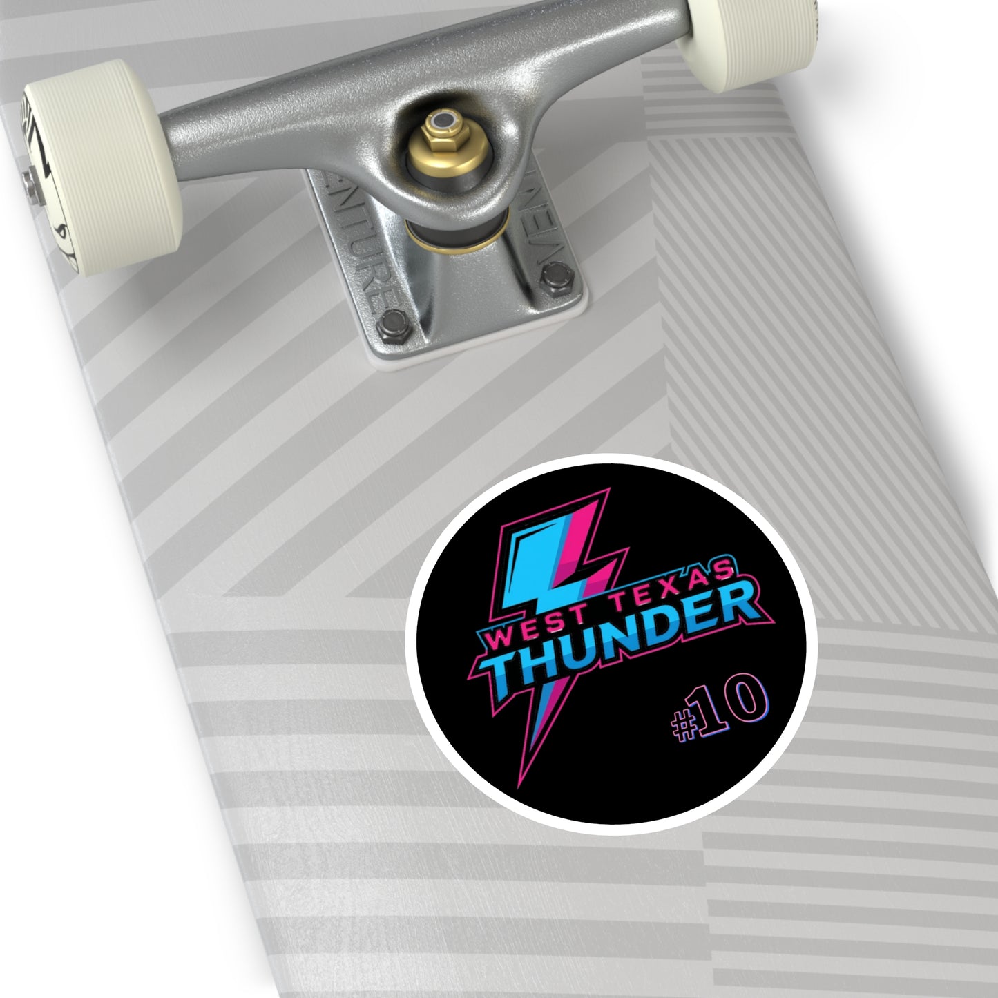 West Texas Thunder Round Sticker — Retro Lightning Logo (#10)