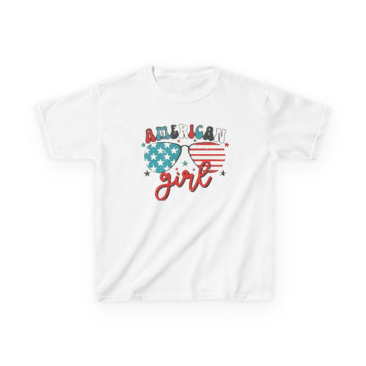 Kids Tee — "American Girl" Patriotic Sunglasses Graphic (4th of July)