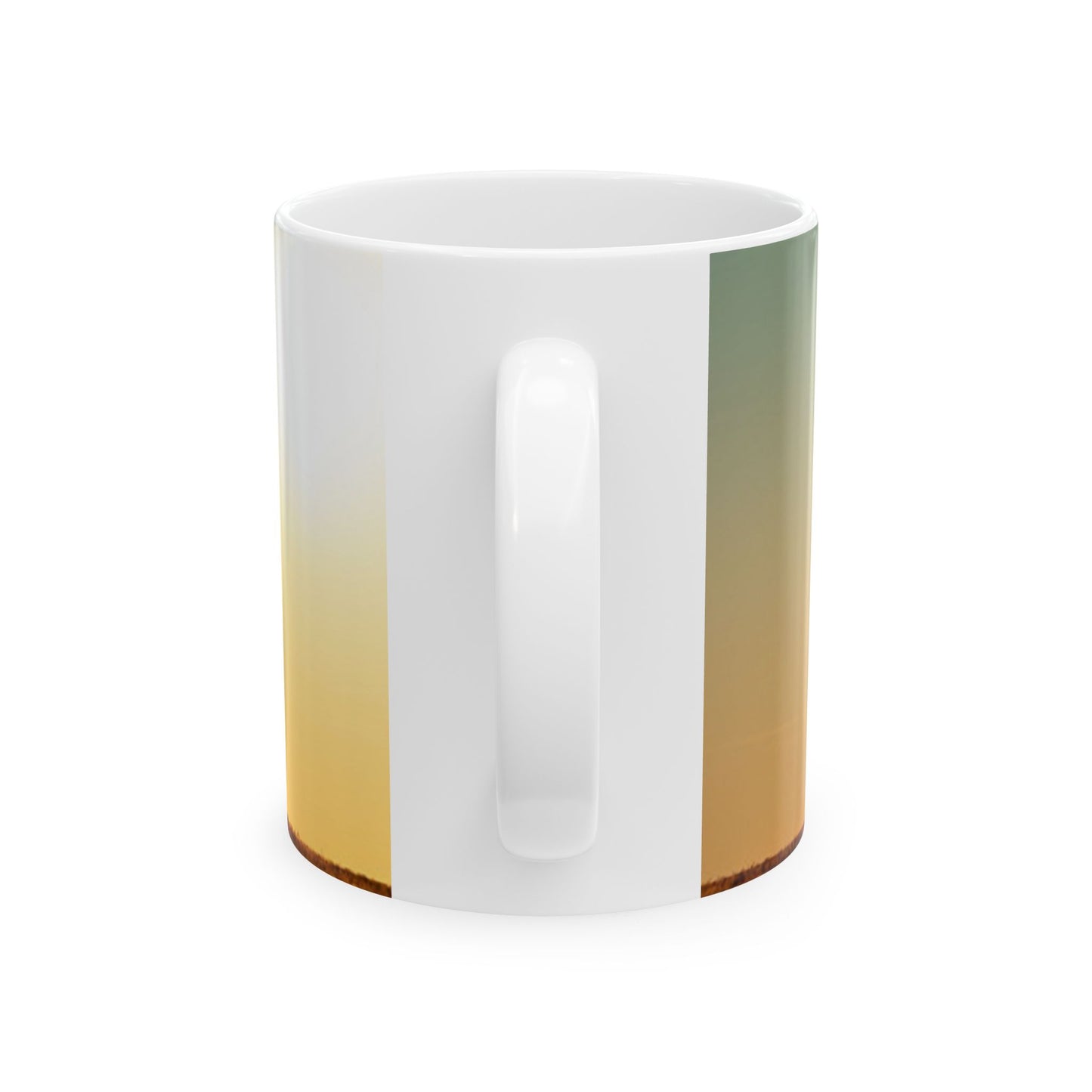 Father's Day Ceramic Mug — Silhouette Dad with Kids Sunset Coffee Cup (11oz, 15oz)