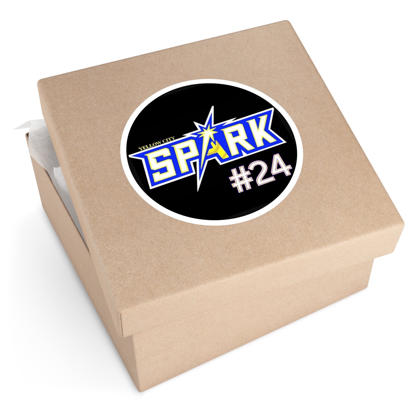 Spark #24 Round Sticker — Yellow City Team Logo Indoor/Outdoor