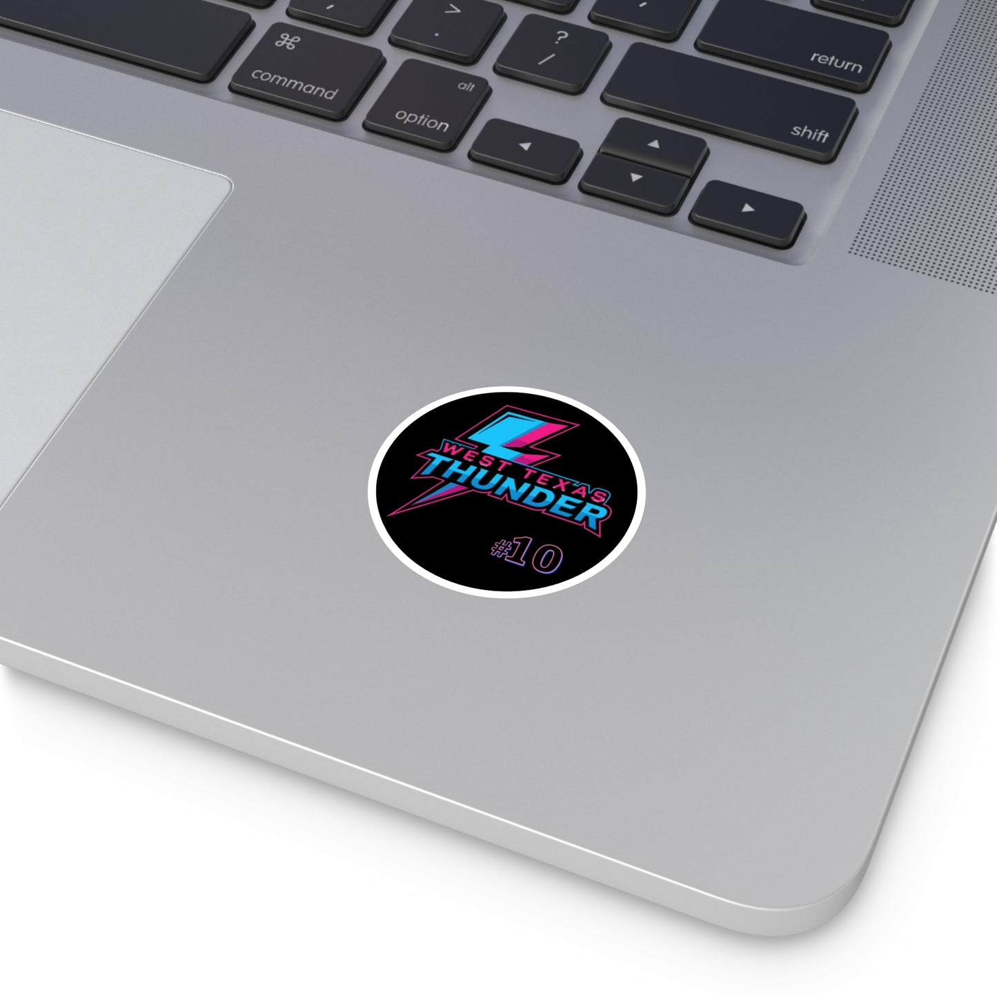 West Texas Thunder Round Sticker — Retro Lightning Logo (#10)