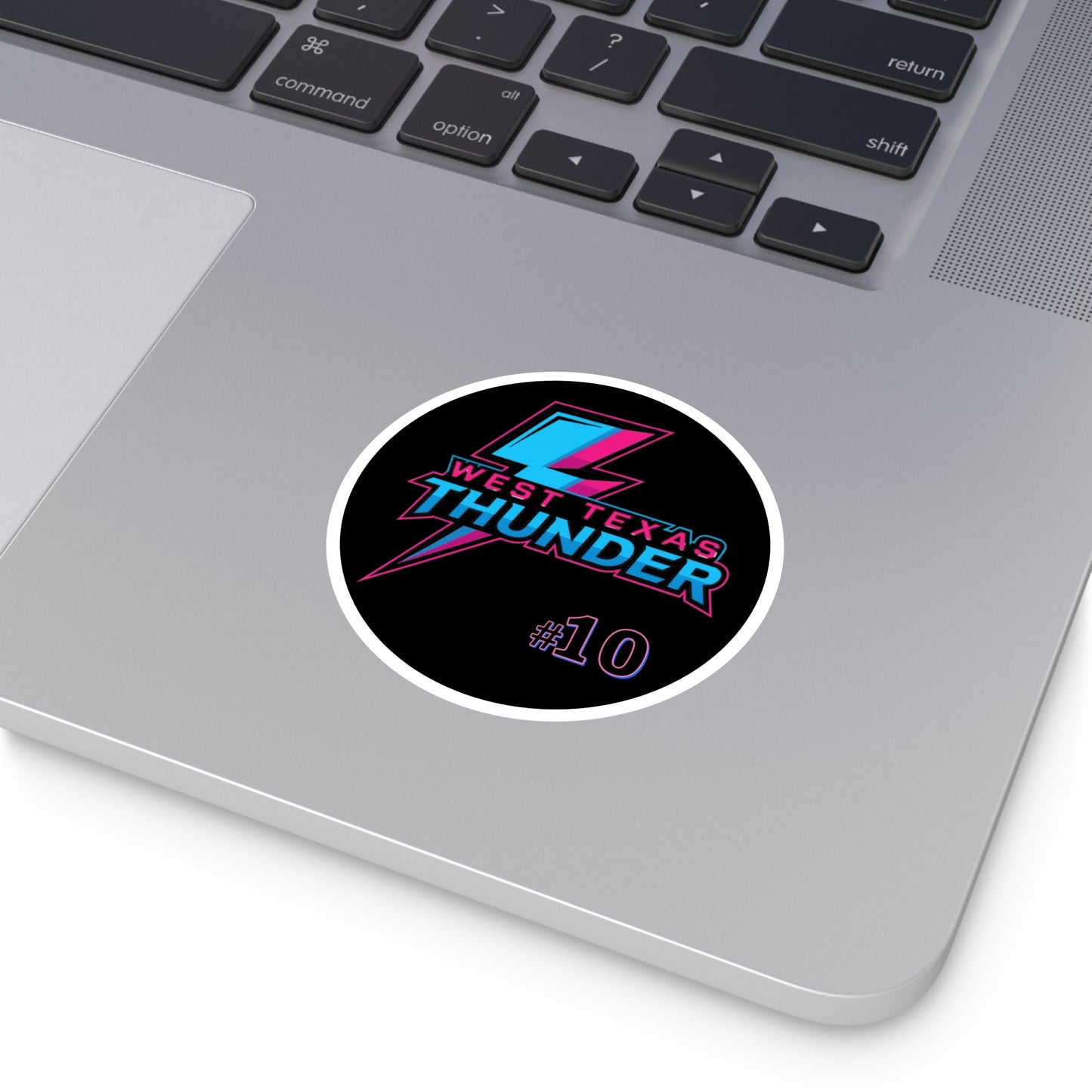 West Texas Thunder Round Sticker — Retro Lightning Logo (#10)