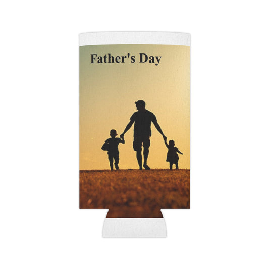 Father's Day Can Cooler - Silhouette Dad with Kids Sunset Beer Koozie