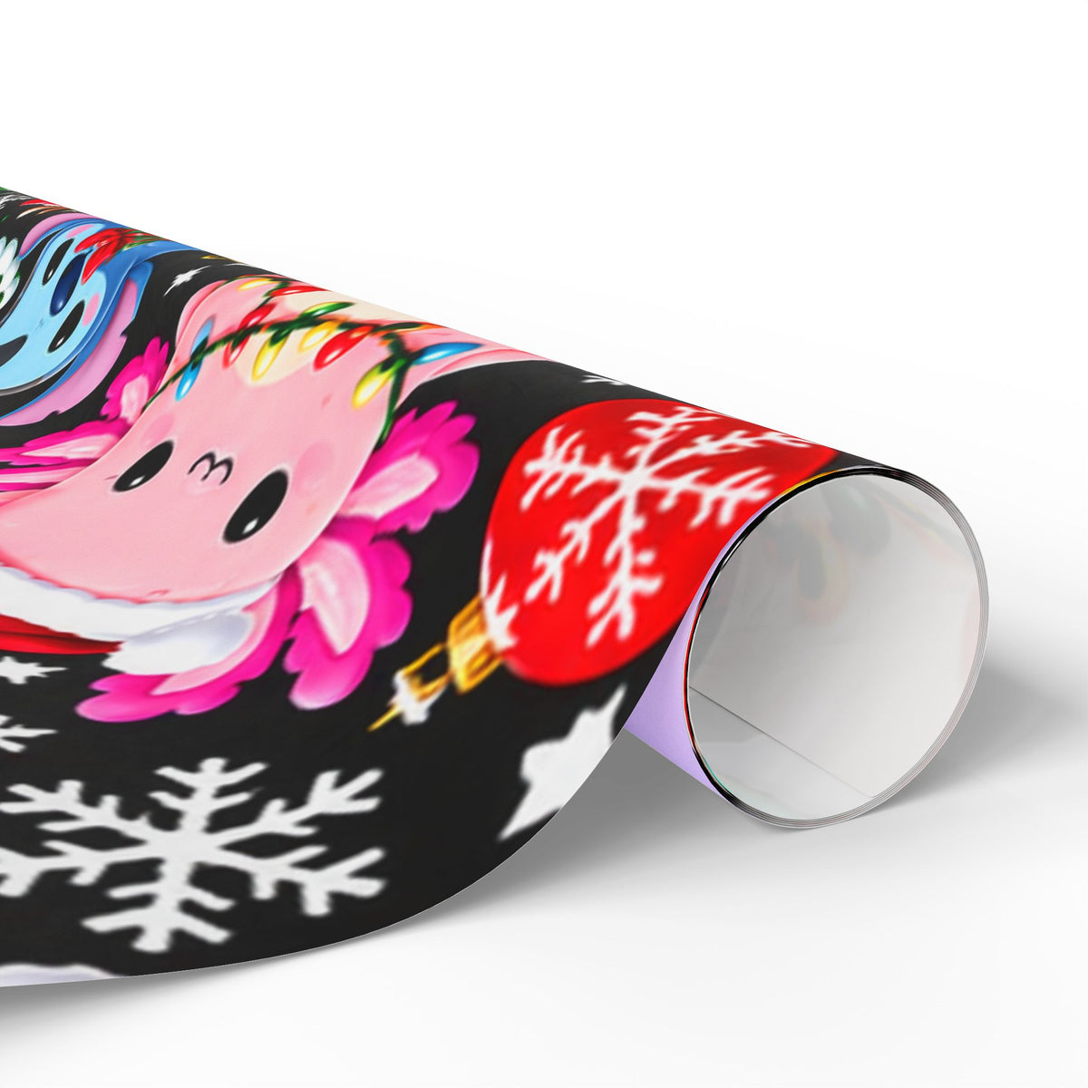 Cute Kawaii Christmas Wrapping Paper – 'Merry Christmas' Holiday Gift Wrap with Festive Animals and Snowflakes