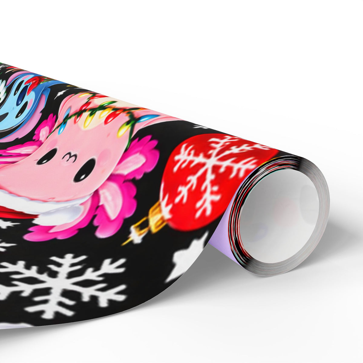 Cute Kawaii Christmas Wrapping Paper – 'Merry Christmas' Holiday Gift Wrap with Festive Animals and Snowflakes