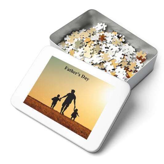 Father's Day Silhouette Jigsaw Puzzle with Tin