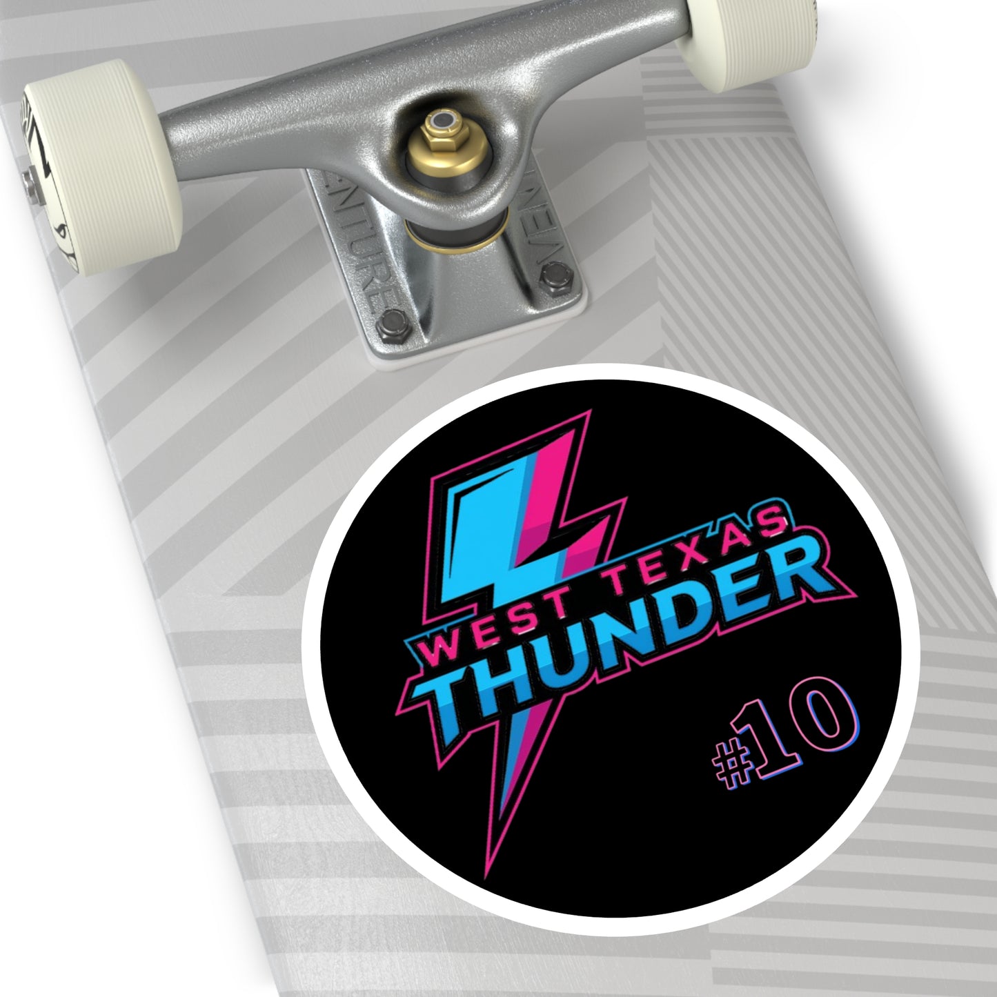 West Texas Thunder Round Sticker — Retro Lightning Logo (#10)