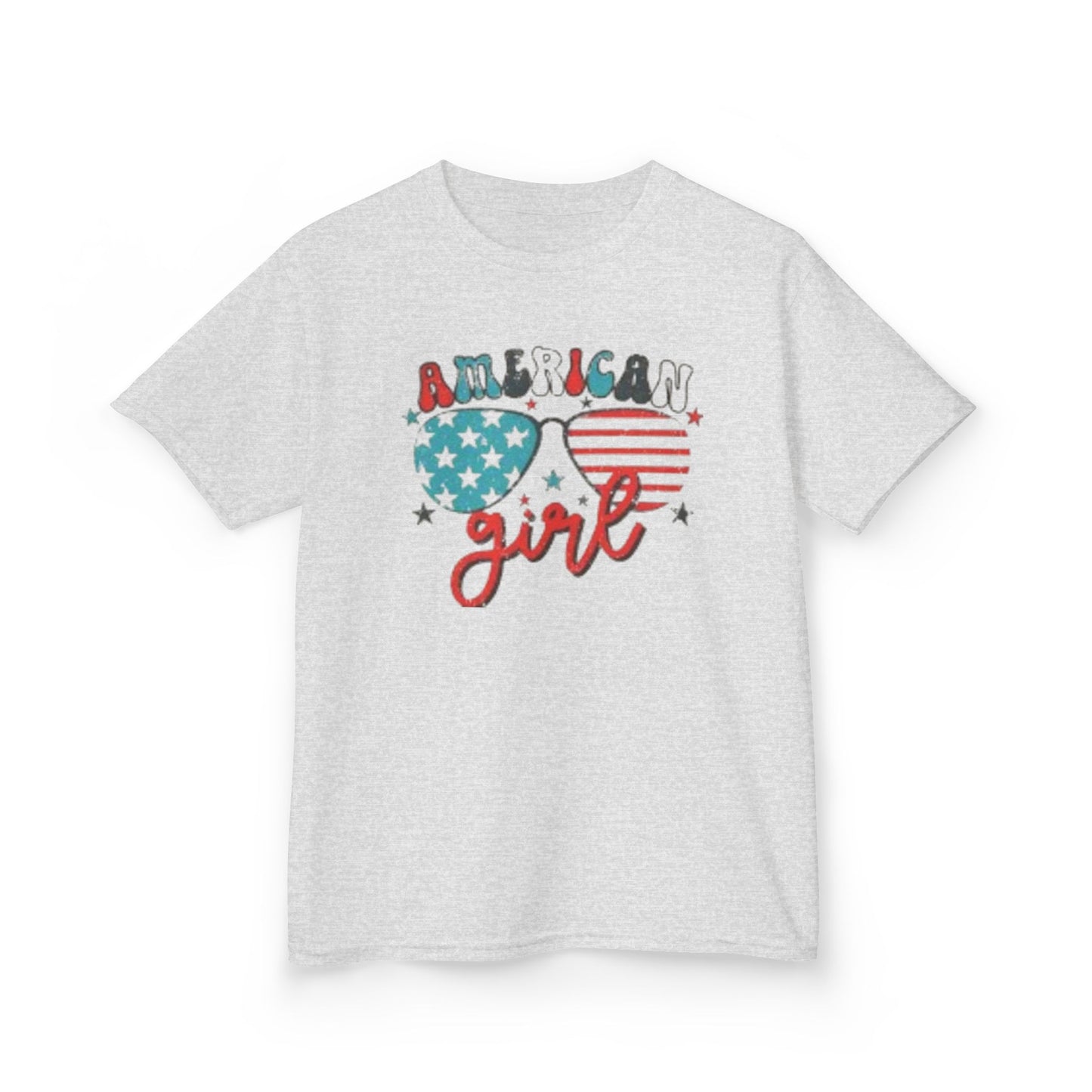 Kids Tee — "American Girl" Patriotic Sunglasses Graphic (4th of July)