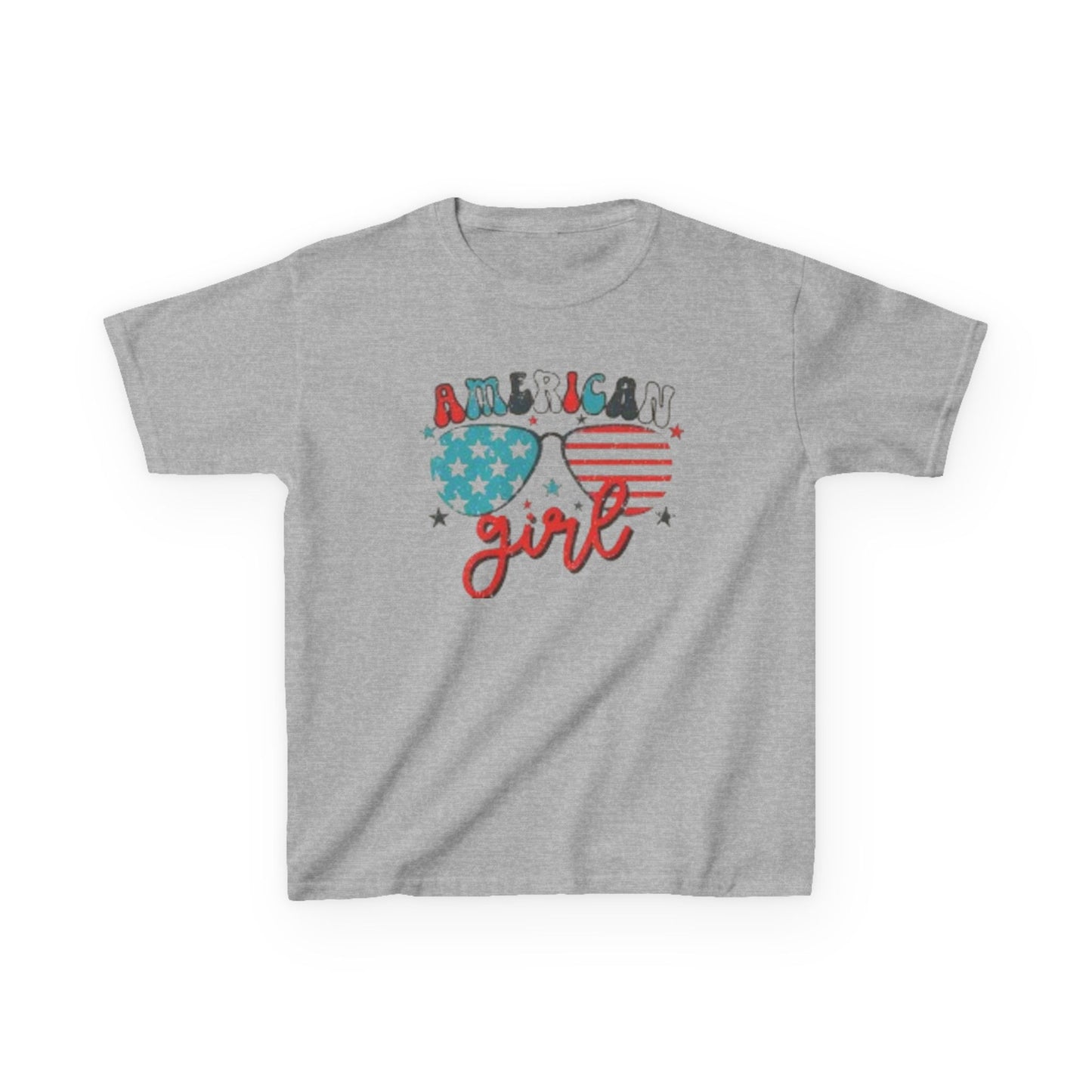 Kids Tee — "American Girl" Patriotic Sunglasses Graphic (4th of July)