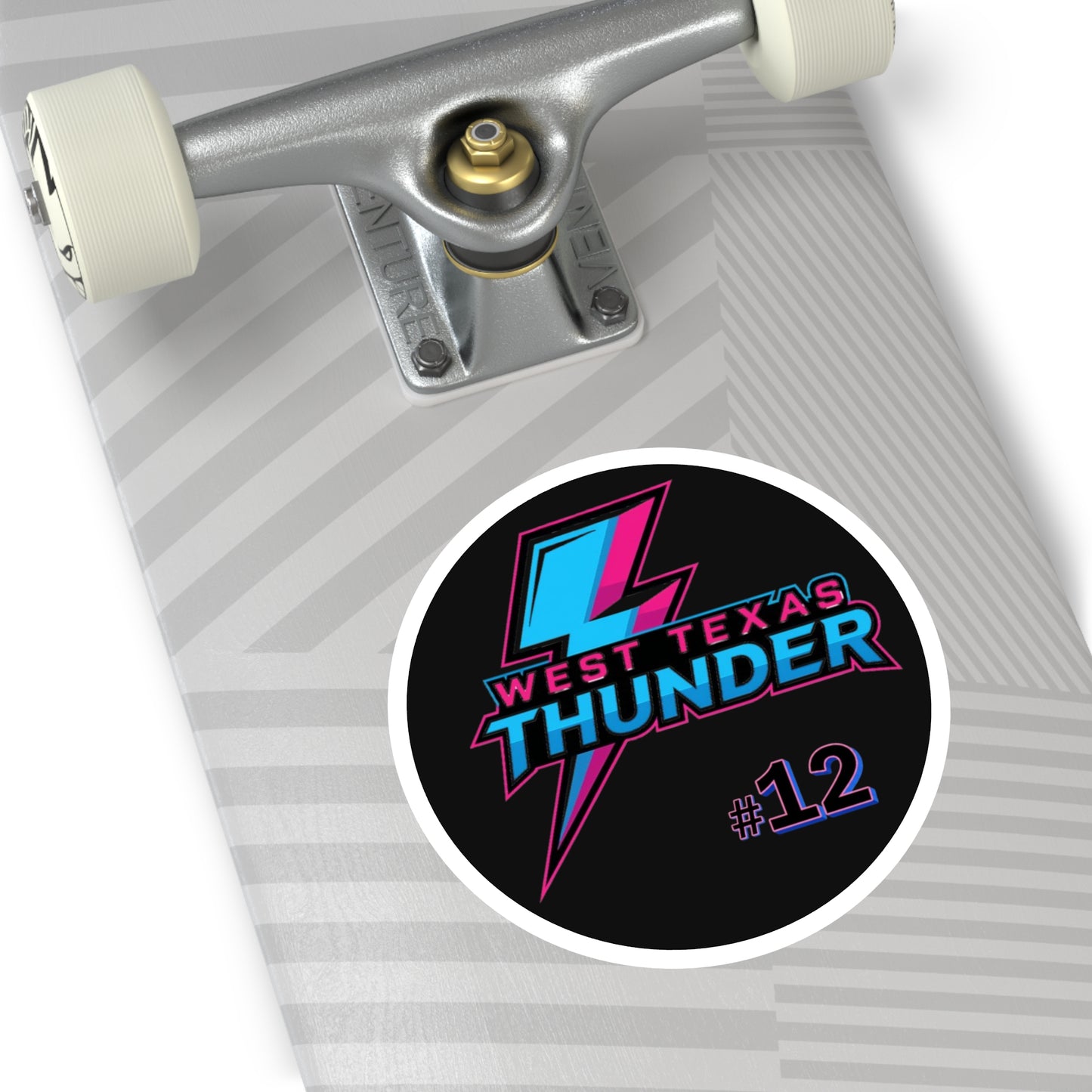 West Texas Thunder #12 Round Sticker — Retro Lightning Team Decal (Indoor/Outdoor)