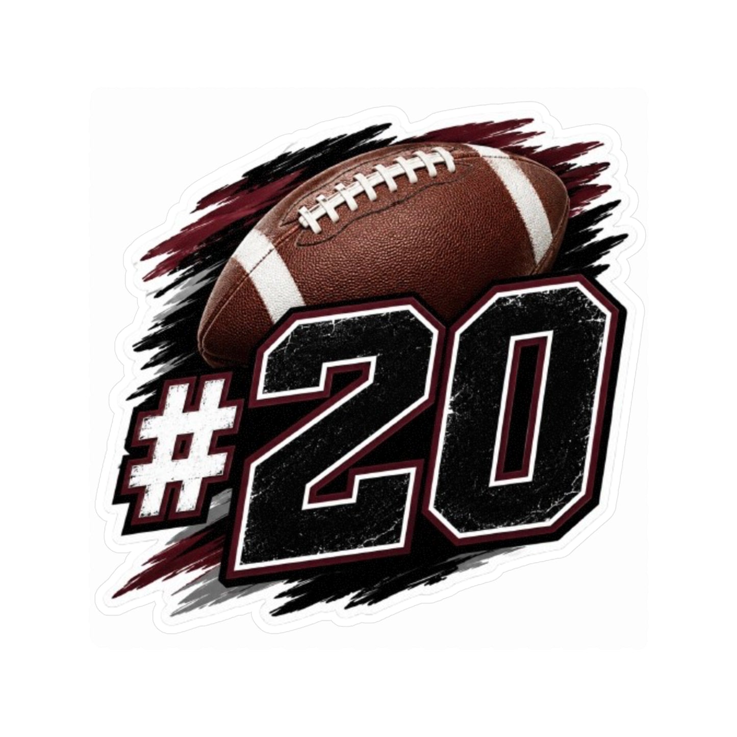 #20 Football Number Vinyl Sticker — Custom Player Jersey Decal