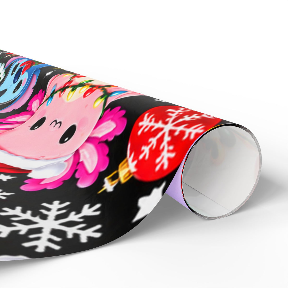 Cute Kawaii Christmas Wrapping Paper – 'Merry Christmas' Holiday Gift Wrap with Festive Animals and Snowflakes