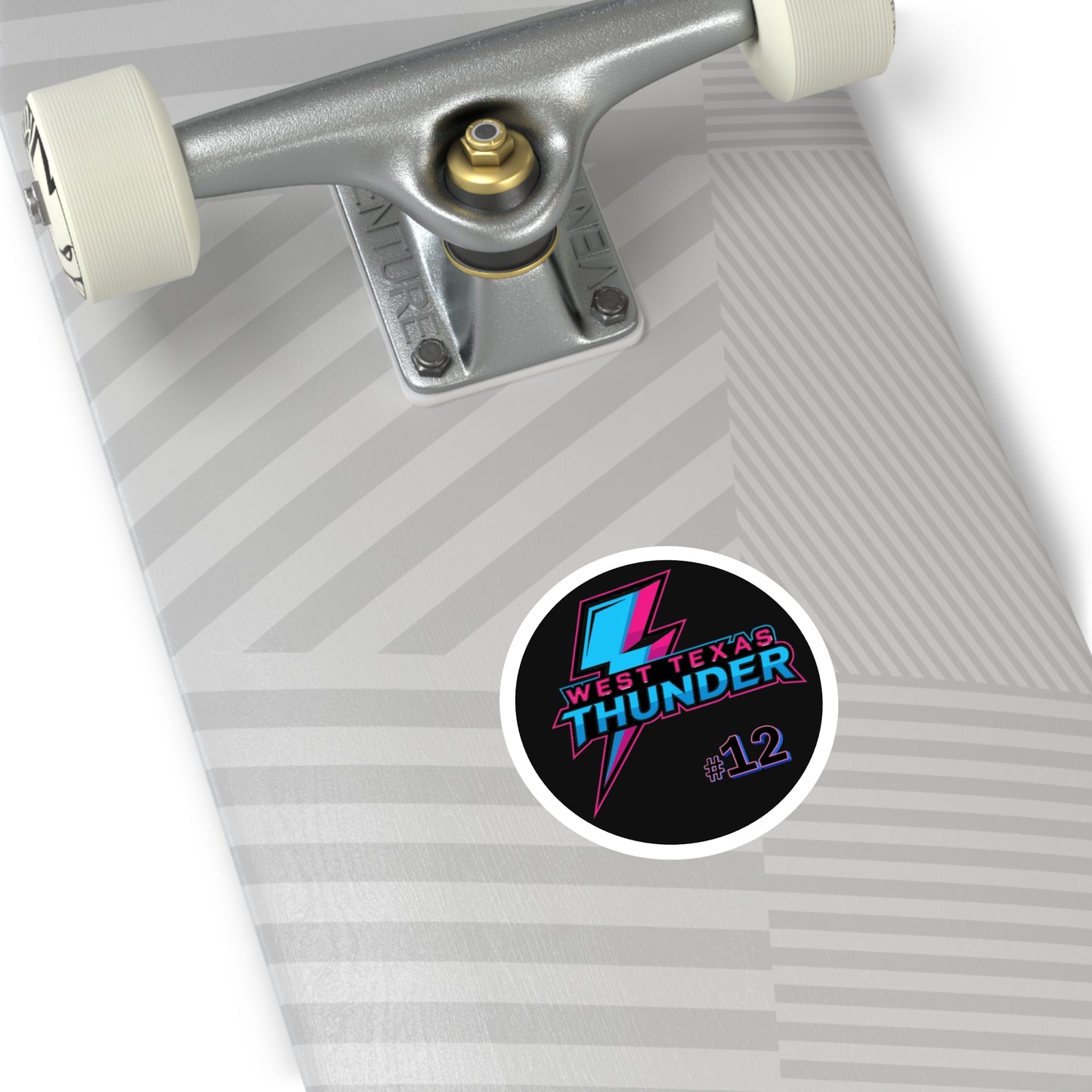 West Texas Thunder #12 Round Sticker — Retro Lightning Team Decal (Indoor/Outdoor)