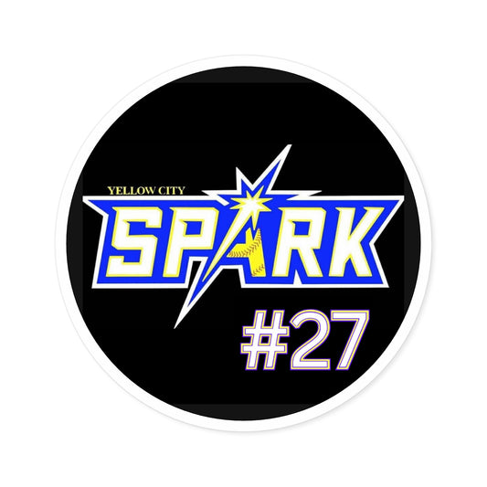 Yellow City Spark #27 Round Sticker — Team Logo Vinyl Decal (Indoor/Outdoor)