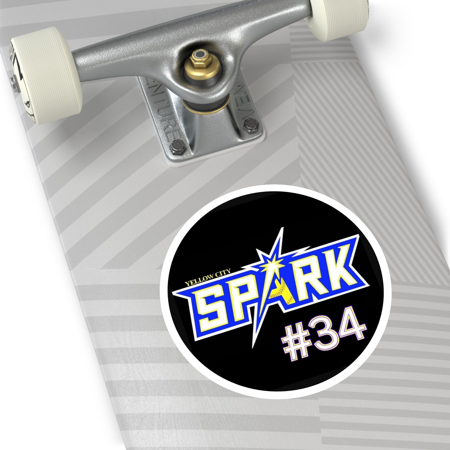 Spark #34 Round Sticker — Yellow City Spark Team Logo Indoor/Outdoor Sticker