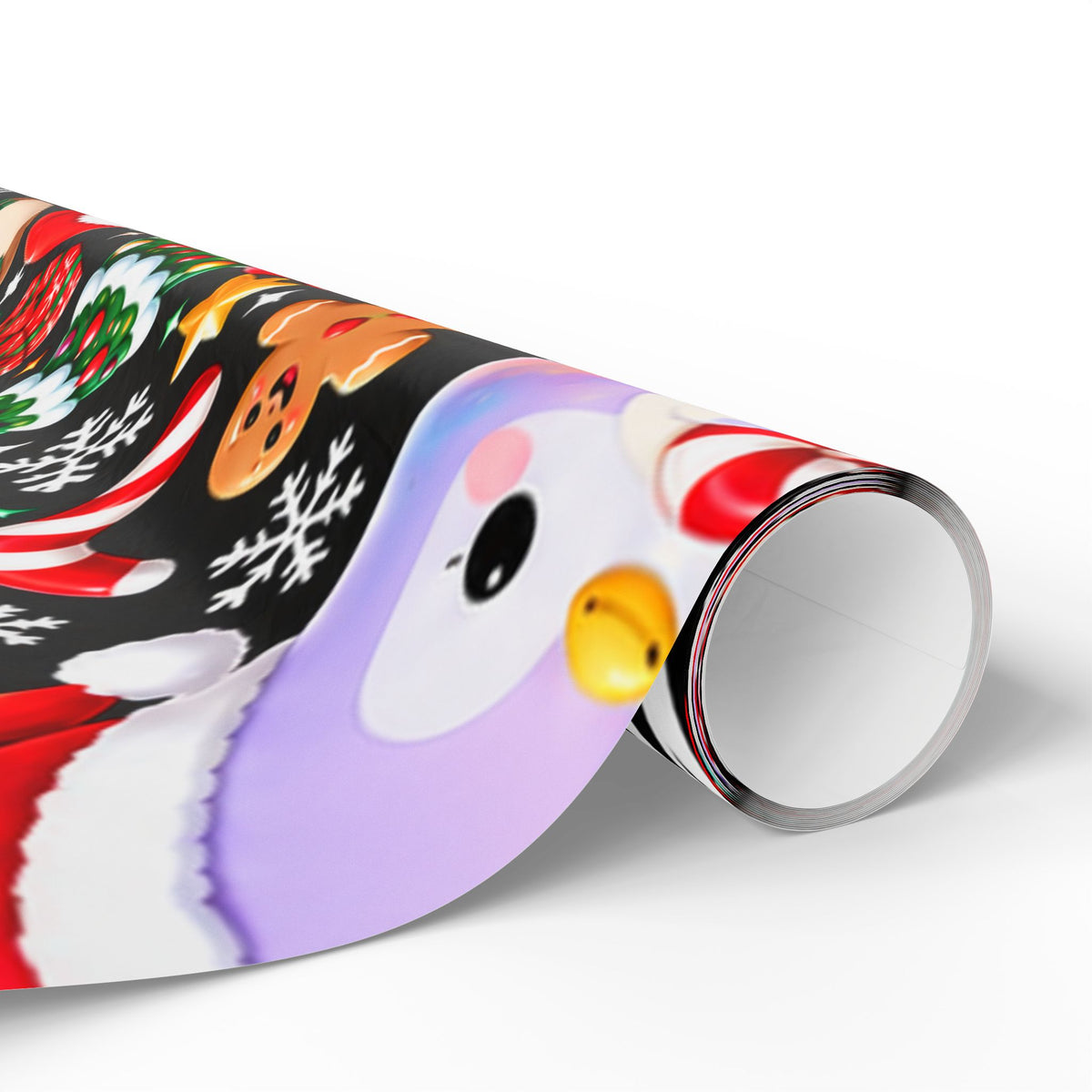 Cute Kawaii Christmas Wrapping Paper – 'Merry Christmas' Holiday Gift Wrap with Festive Animals and Snowflakes