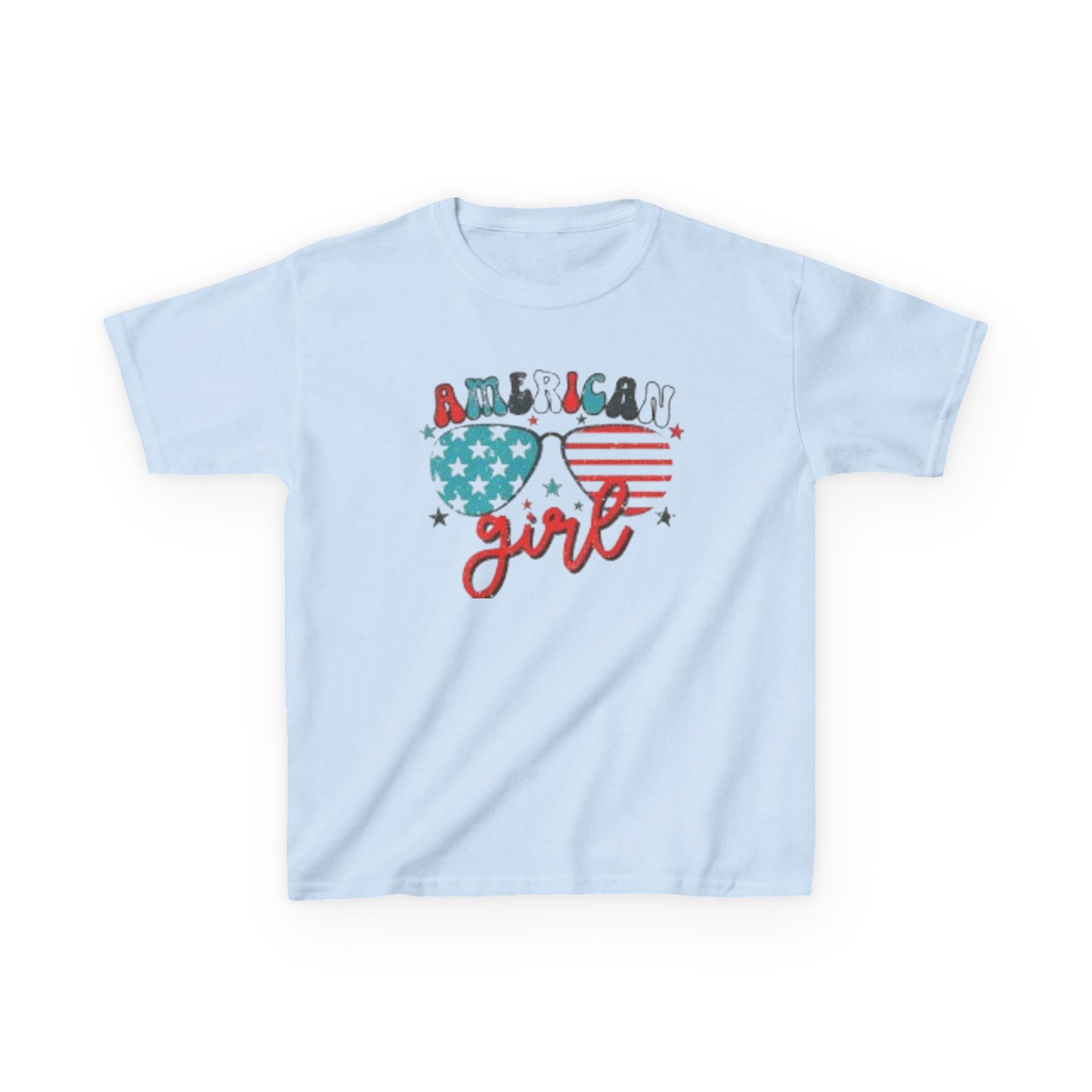 Kids Tee — "American Girl" Patriotic Sunglasses Graphic (4th of July)