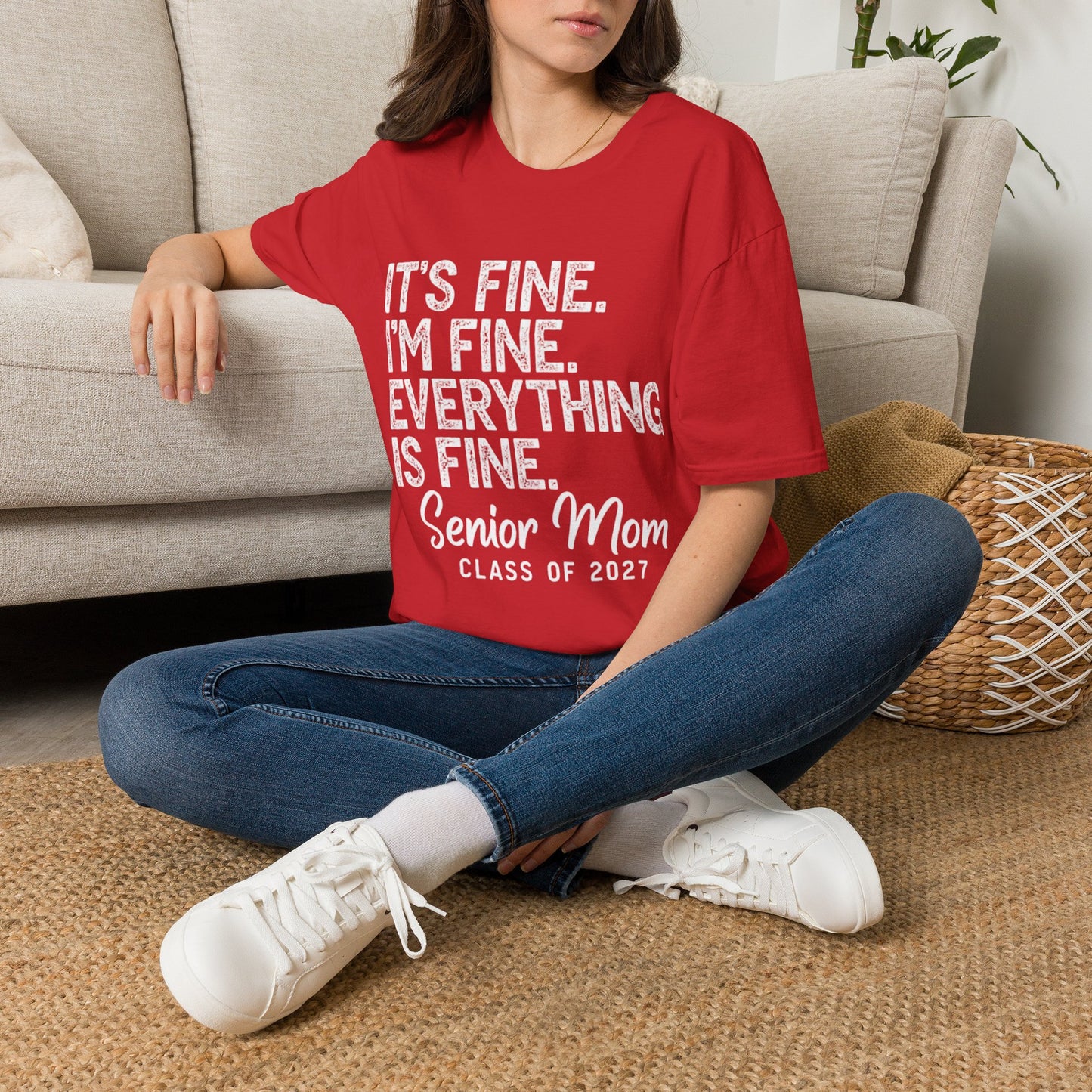 Senior Mom T‑Shirt — "It's Fine. I'm Fine. Everything is Fine." Graduation Mom Tee