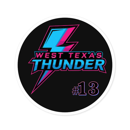 West Texas Thunder Round Sticker — Retro Lightning Sports Logo (#13)
